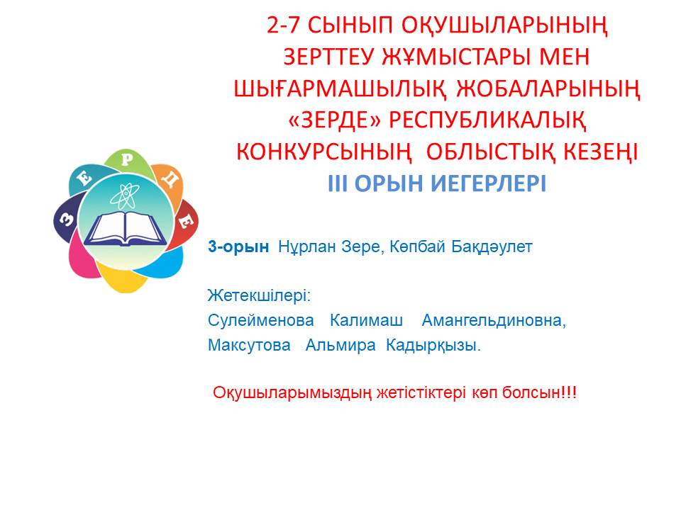 Зерде конкурсының жеңімпаздары!!!